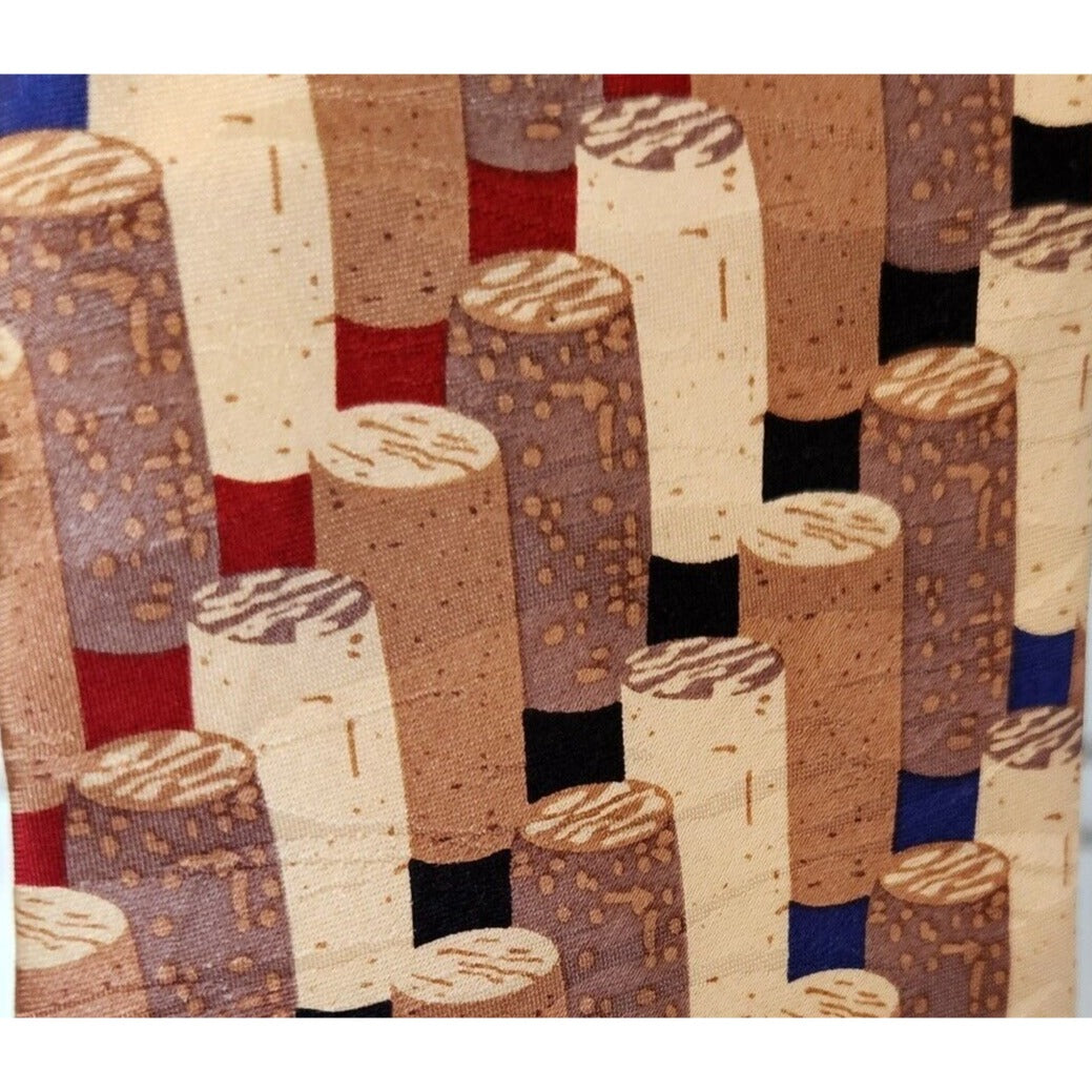 Tie Silk Brand Di Cravatte Stacked Wine Corks Tiles 56" x 4"  100% Silk