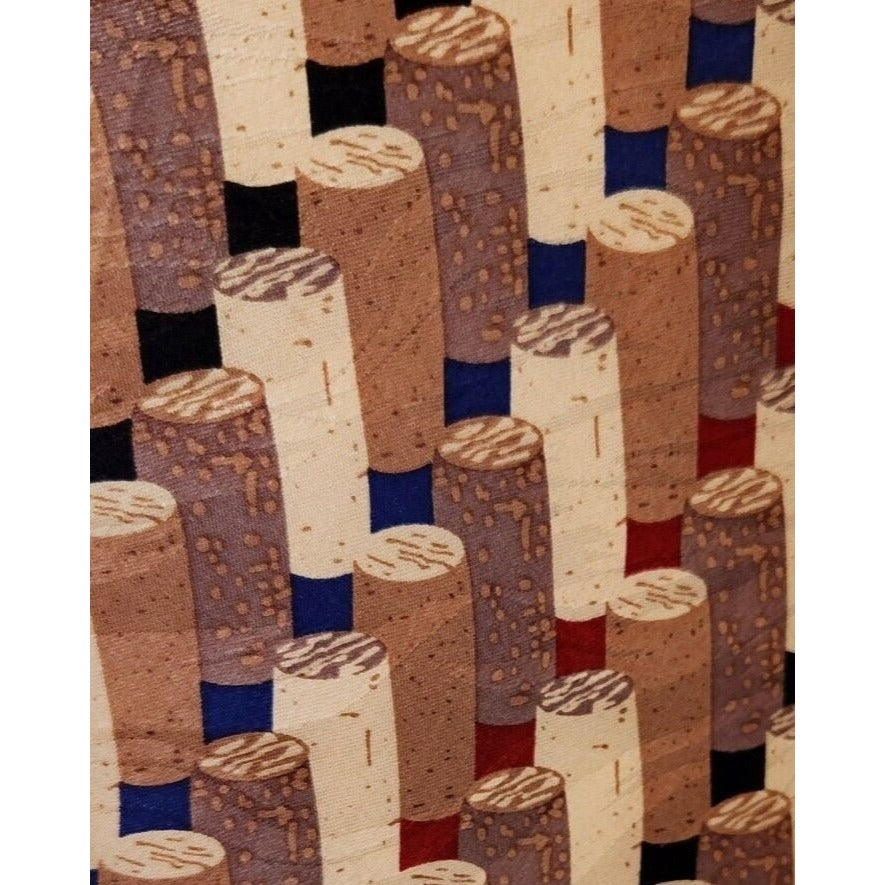 Tie Silk Brand Di Cravatte Stacked Wine Corks Tiles 56" x 4"  100% Silk