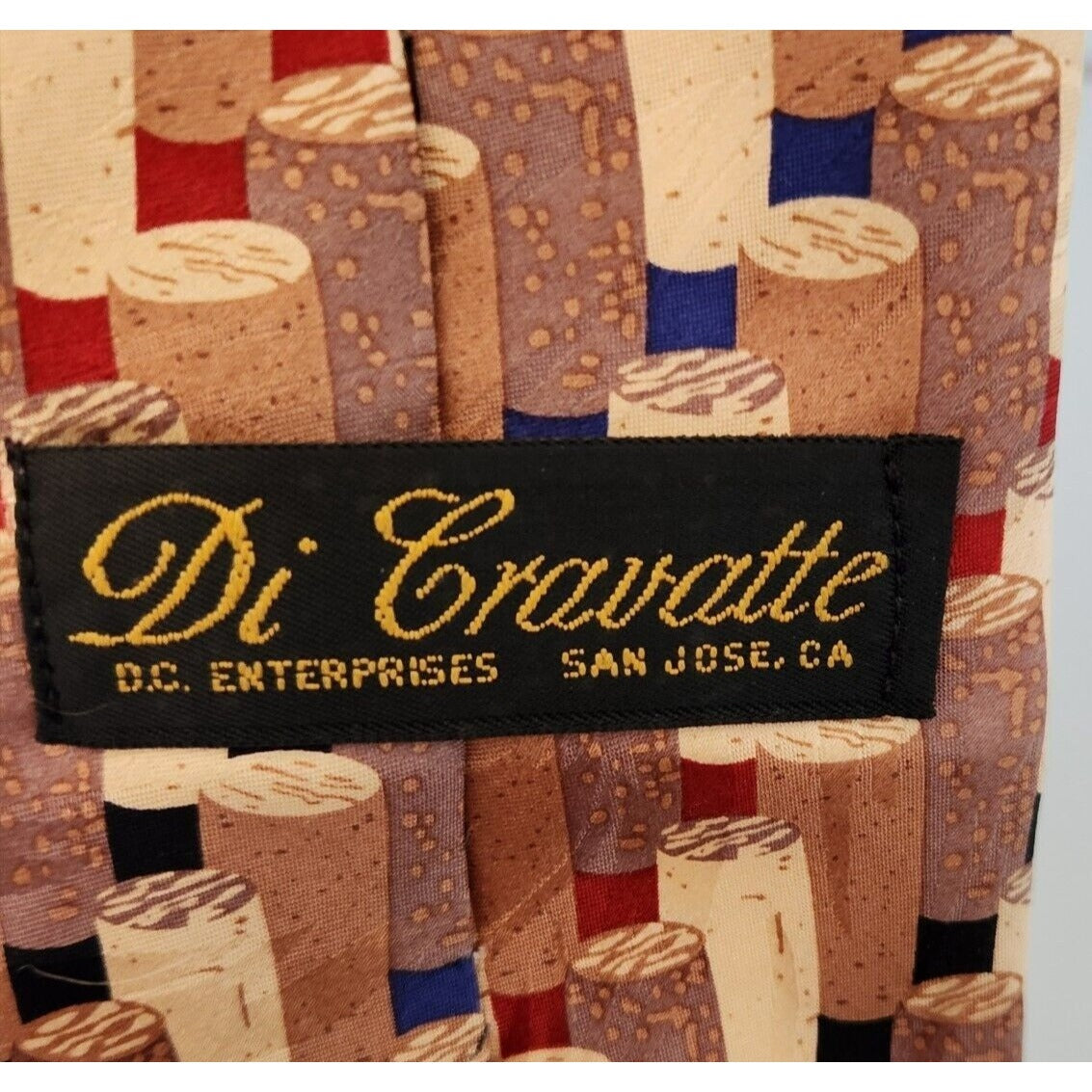 Tie Silk Brand Di Cravatte Stacked Wine Corks Tiles 56" x 4"  100% Silk