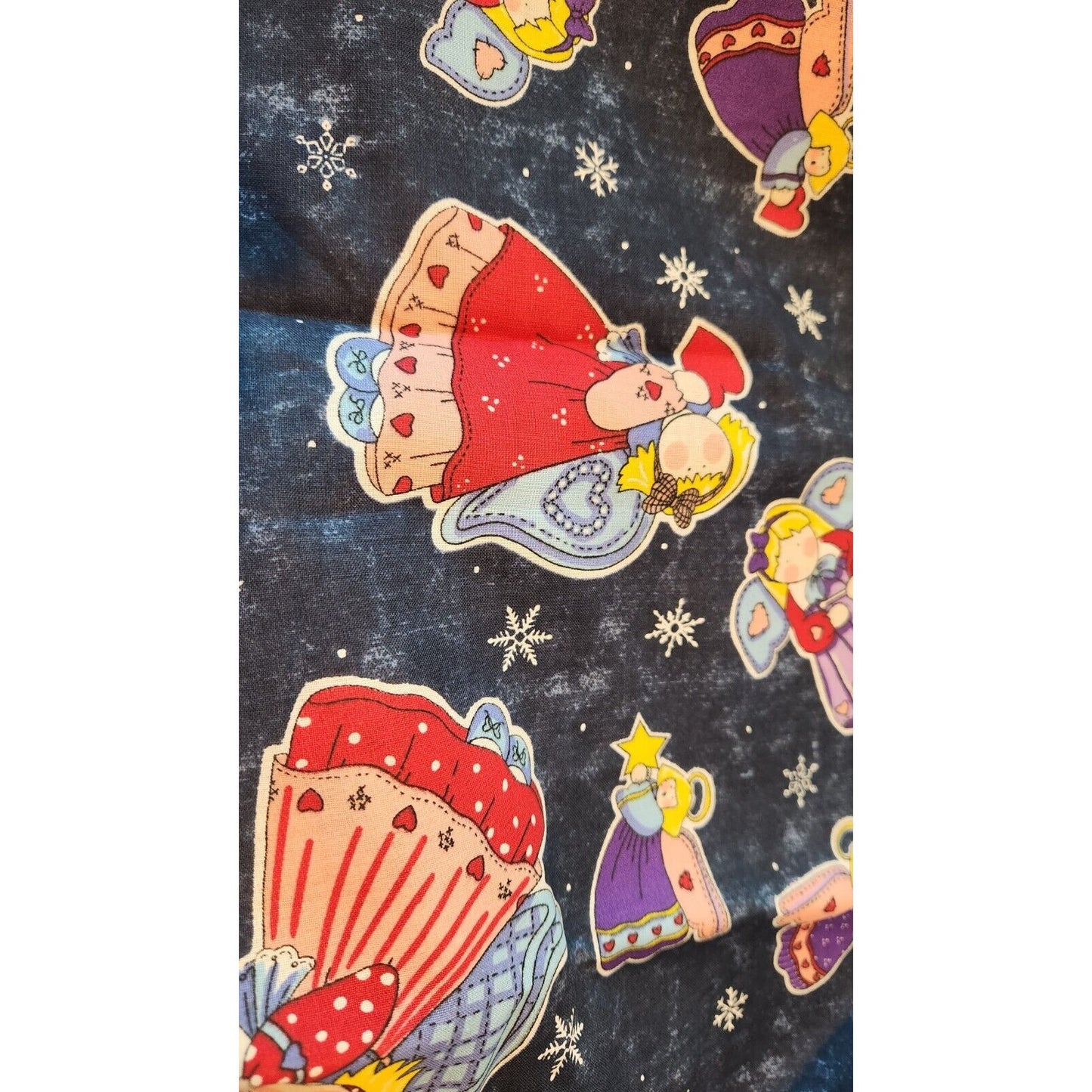 Material Fabric Blue Cotton Christmas Sprit # 6064 45" x 50"  Spring Industries