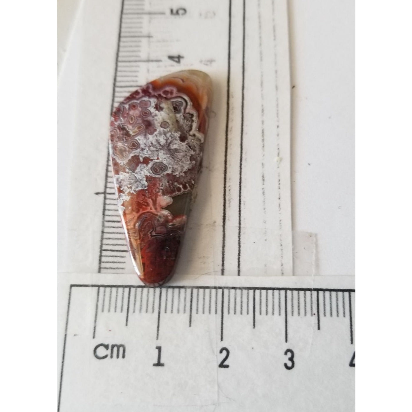 Loose Gemstone Crazy Lace Agate 2cm x 4cm 19.5 ct  3.8 gr Red White Brown