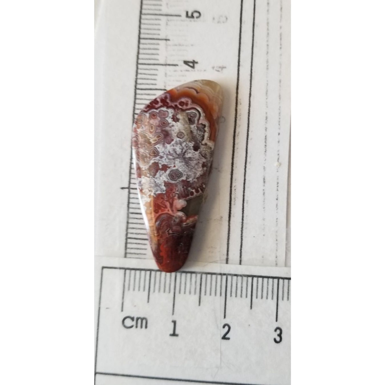 Loose Gemstone Crazy Lace Agate 2cm x 4cm 19.5 ct  3.8 gr Red White Brown