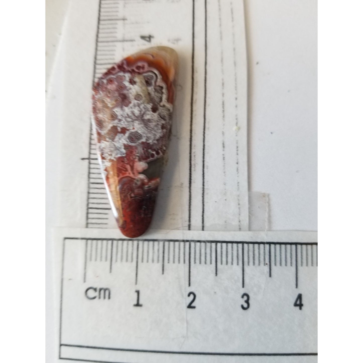 Loose Gemstone Crazy Lace Agate 2cm x 4cm 19.5 ct  3.8 gr Red White Brown