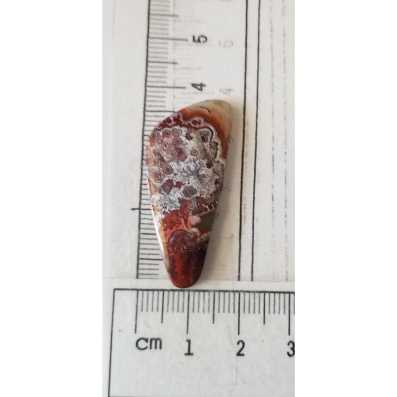 Loose Gemstone Crazy Lace Agate 2cm x 4cm 19.5 ct  3.8 gr Red White Brown
