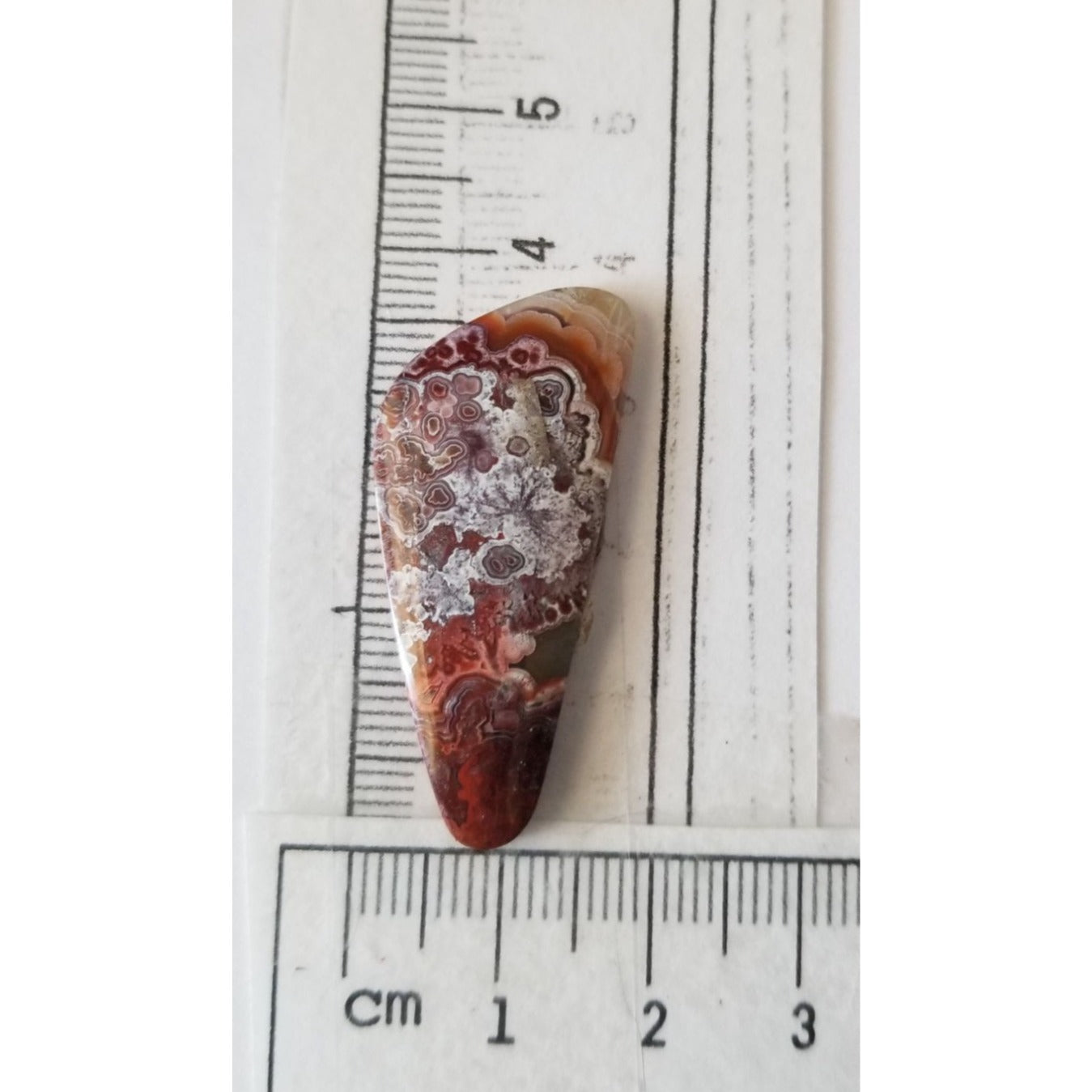 Loose Gemstone Crazy Lace Agate 2cm x 4cm 19.5 ct  3.8 gr Red White Brown