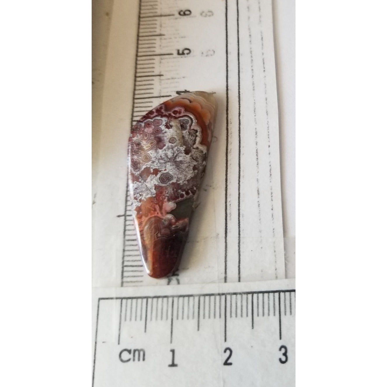 Loose Gemstone Crazy Lace Agate 2cm x 4cm 19.5 ct  3.8 gr Red White Brown
