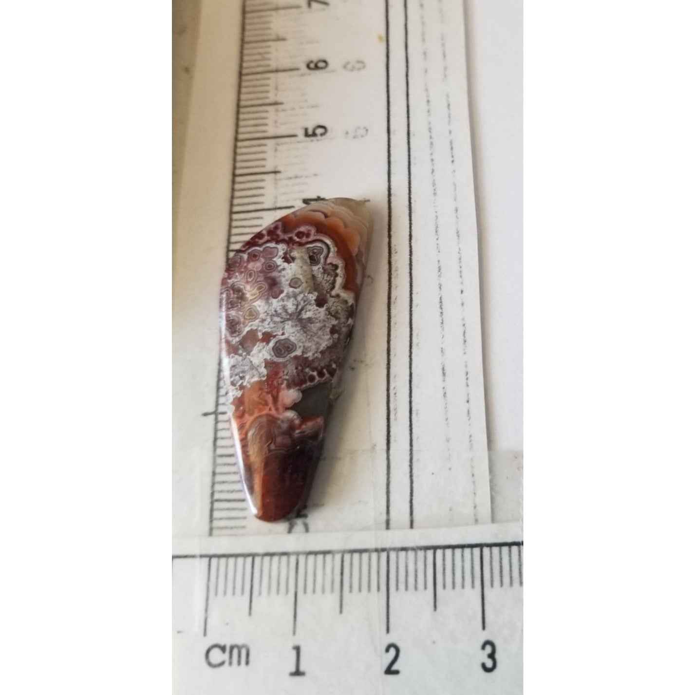 Loose Gemstone Crazy Lace Agate 2cm x 4cm 19.5 ct  3.8 gr Red White Brown