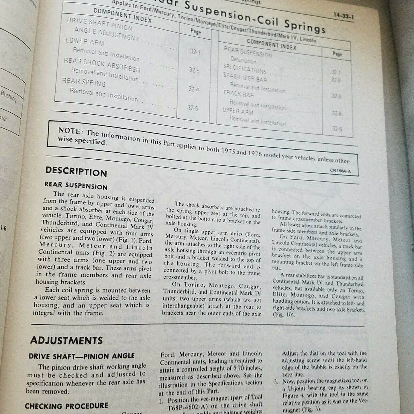 Book 1975 - 1976  Ford Motor Company Chassis Car Shop Manual Vol 1 Chassis 1975