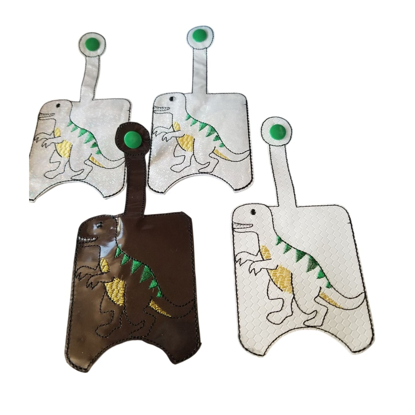Bath & Body Works 1 oz Hand Sanitizer Set of 4 Dinosaur  Embroidered Faux Leather Holder