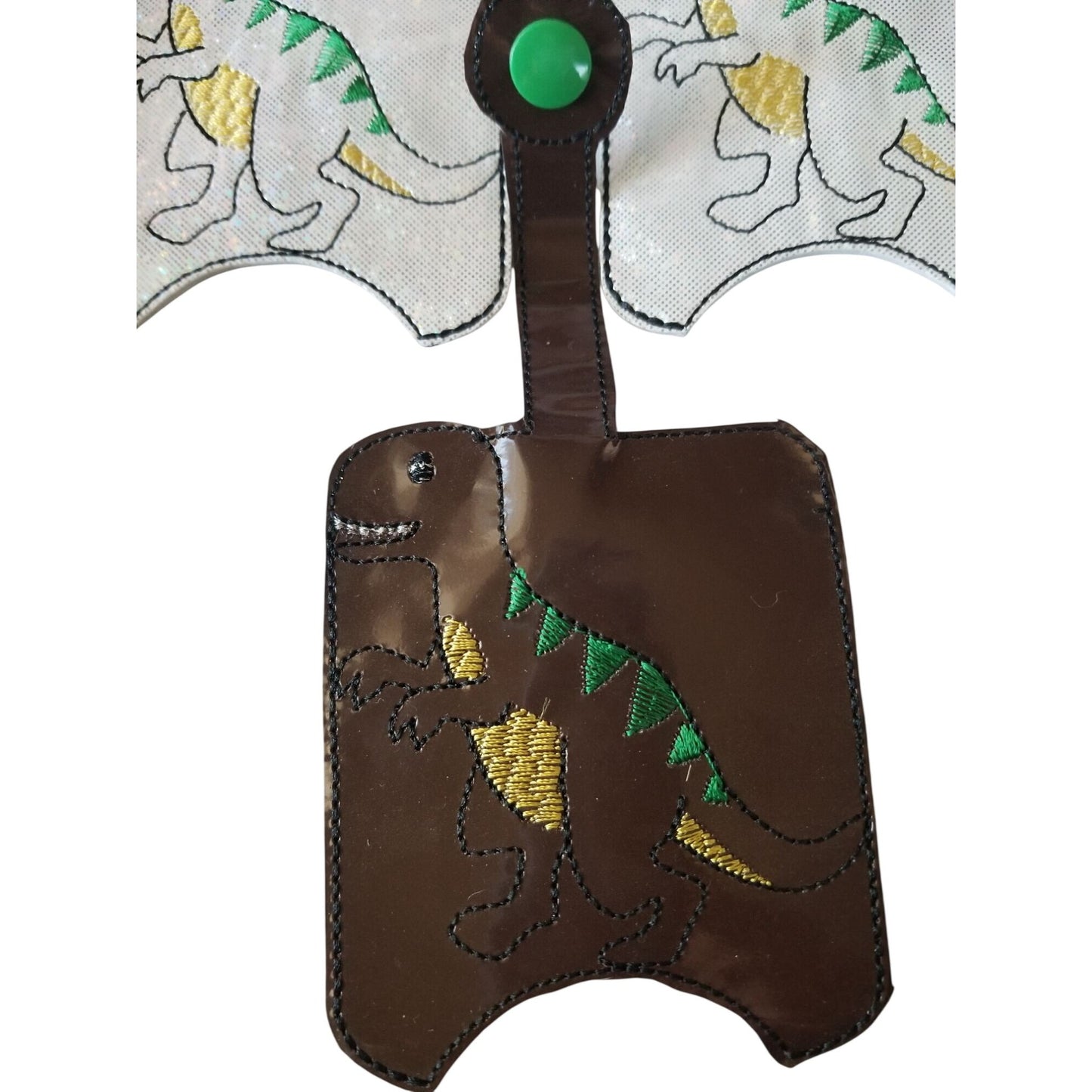 Bath & Body Works 1 oz Hand Sanitizer Set of 4 Dinosaur  Embroidered Faux Leather Holder
