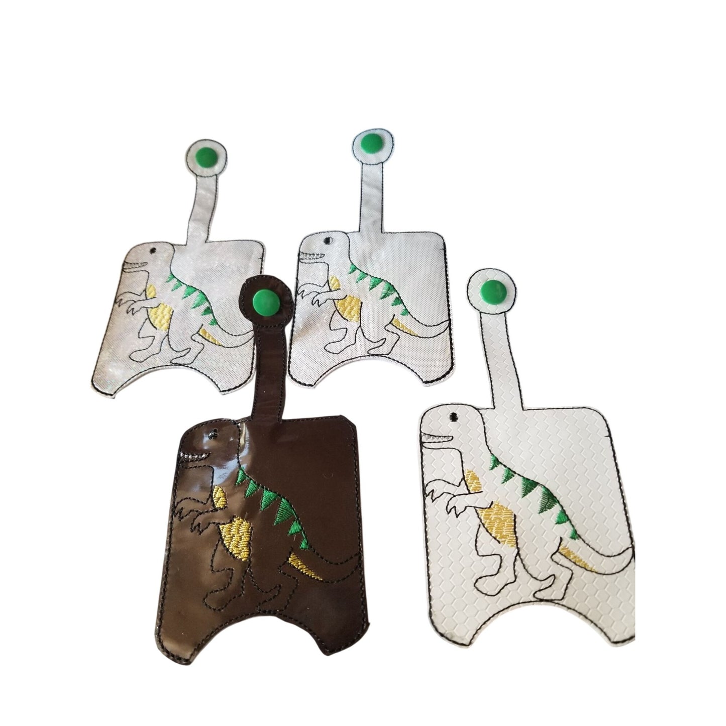 Bath & Body Works 1 oz Hand Sanitizer Set of 4 Dinosaur  Embroidered Faux Leather Holder