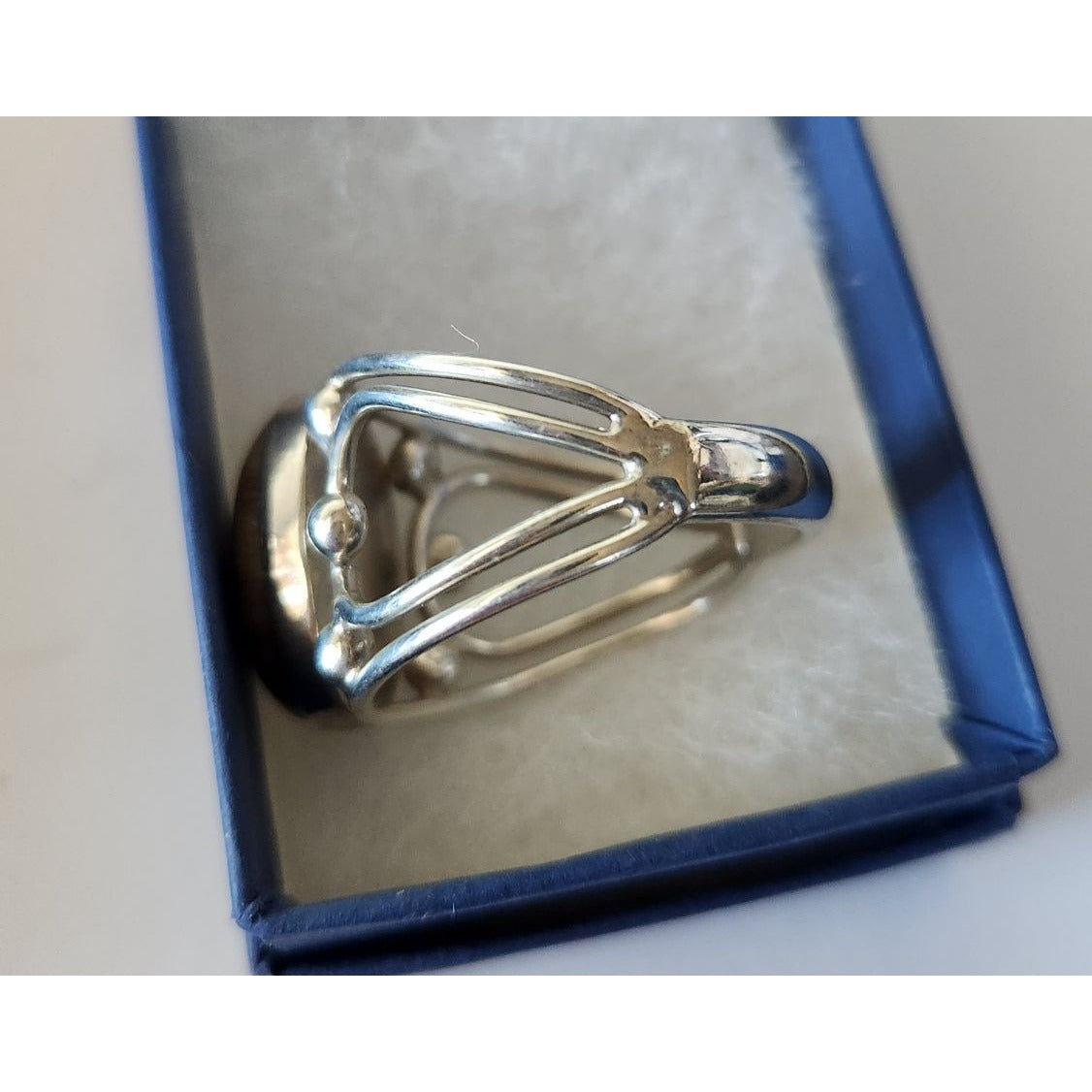 Ring Petrified Palmwood  Silver   Size 13 1/2  10 gr Stone 20 x 15 mm  Jerry Fran Harr