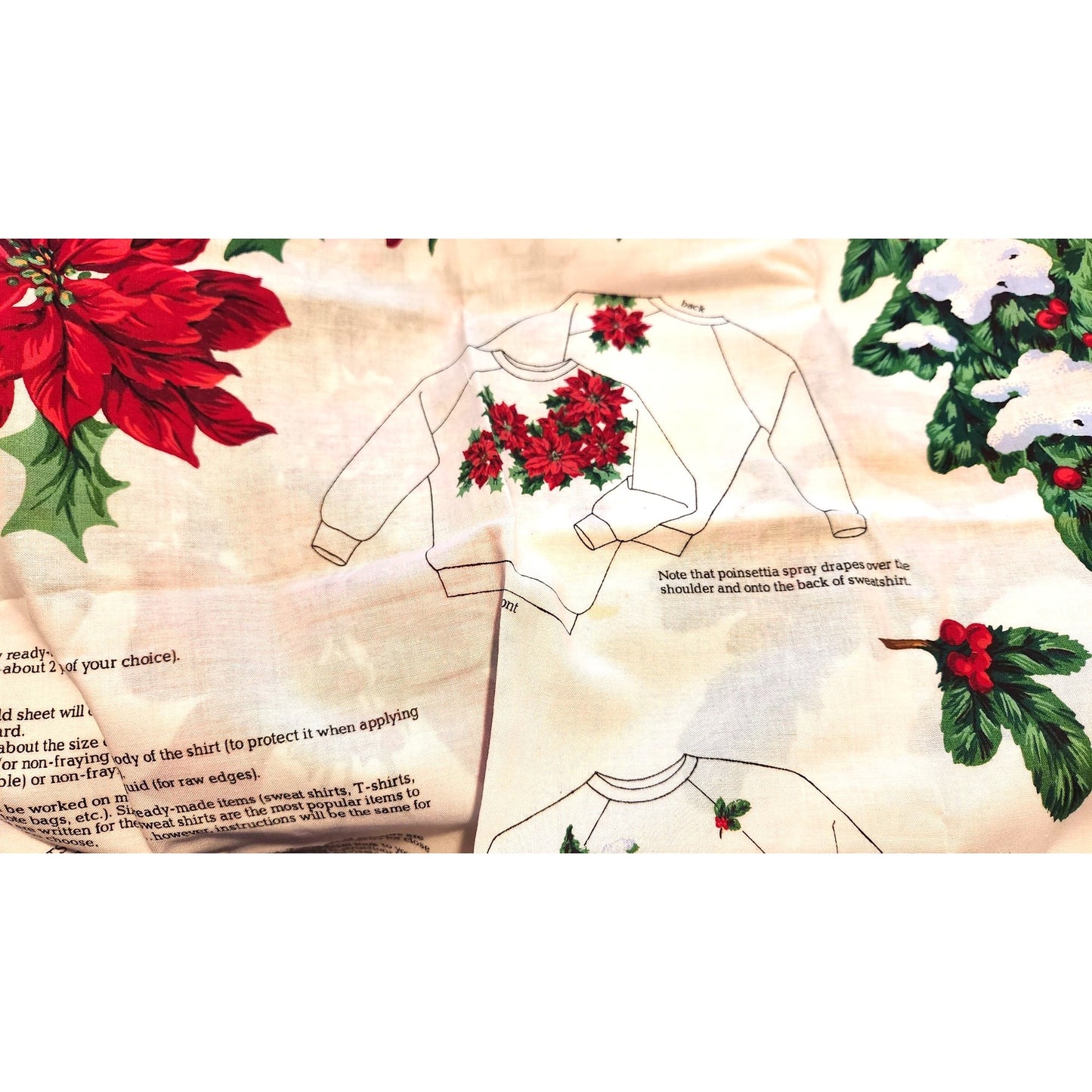 Craft Kit  Christmas Greenery Wearable Art Flowers Birds Ribbon Bows 46" x 36"