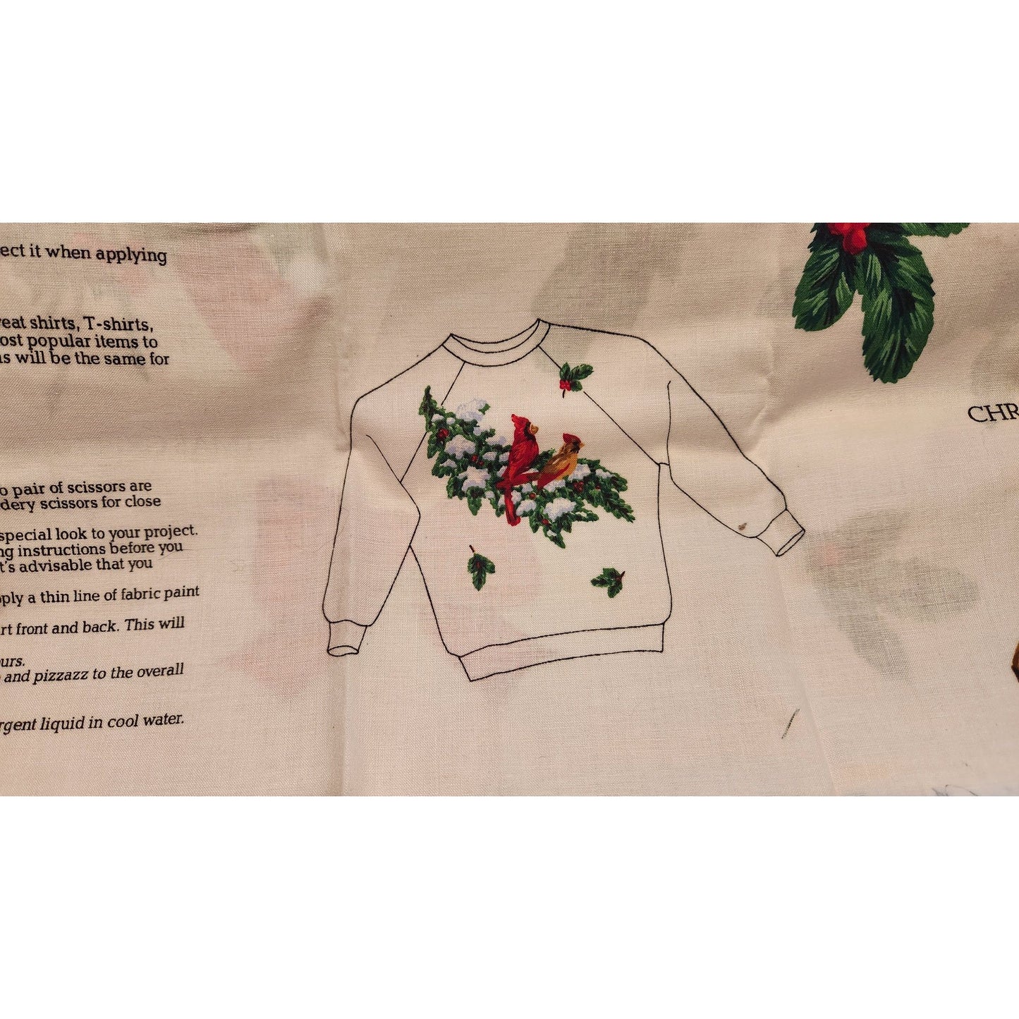Craft Kit  Christmas Greenery Wearable Art Flowers Birds Ribbon Bows 46" x 36"