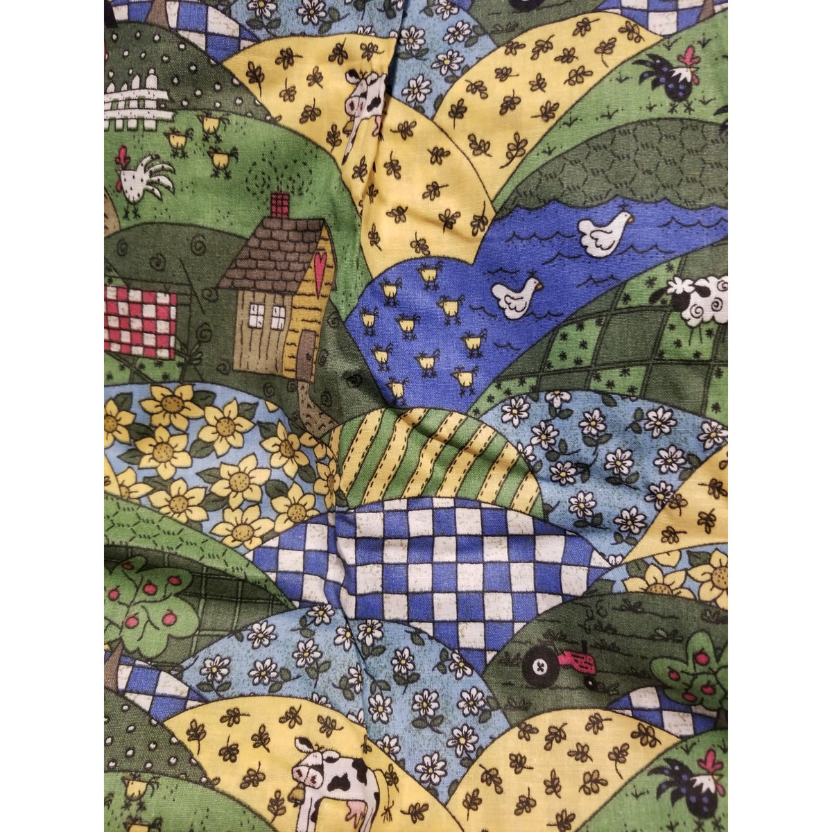 Material Cotton Something To Crow About Fabric  Barn Chicken Tractor Ducks  44" x  44" Cotton