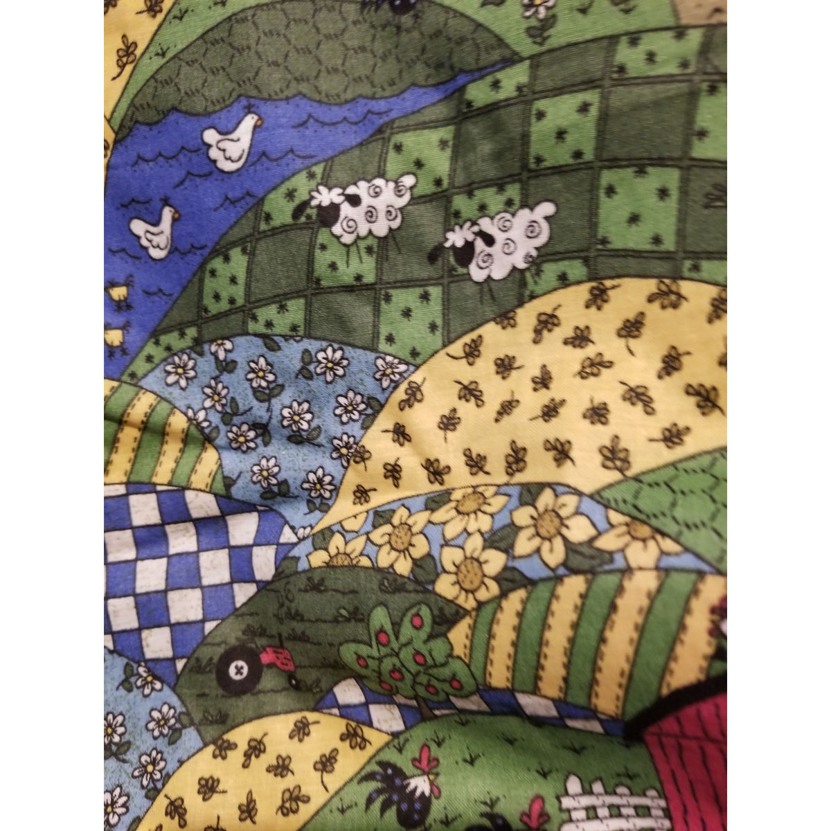 Material Cotton Something To Crow About Fabric  Barn Chicken Tractor Ducks  44" x  44" Cotton