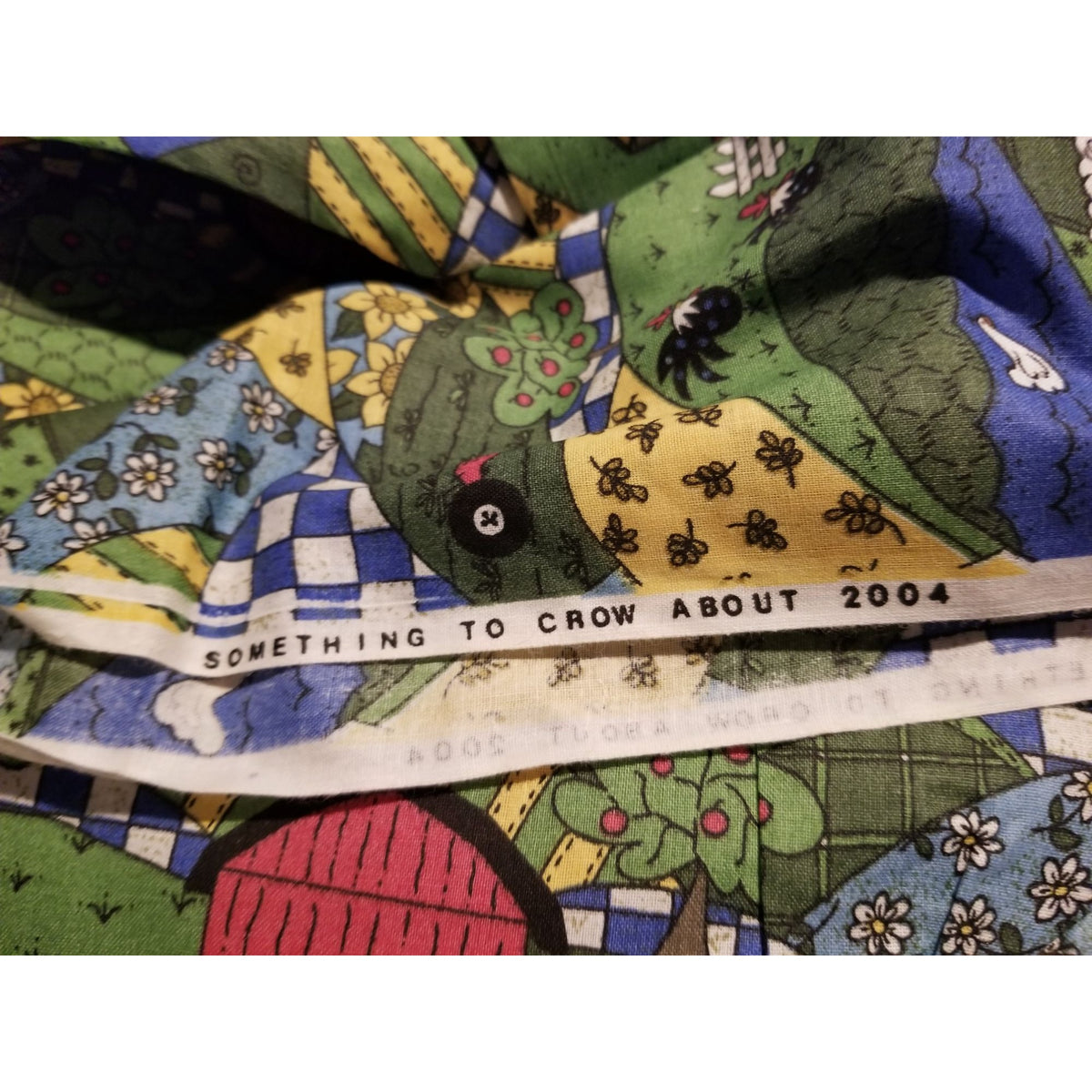 Material Cotton Something To Crow About Fabric  Barn Chicken Tractor Ducks  44" x  44" Cotton