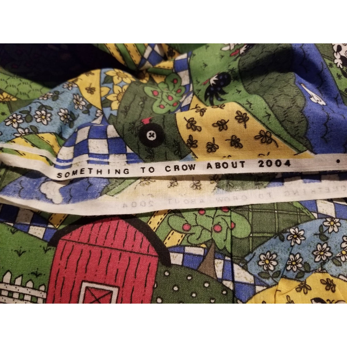 Material Cotton Something To Crow About Fabric  Barn Chicken Tractor Ducks  44" x  44" Cotton
