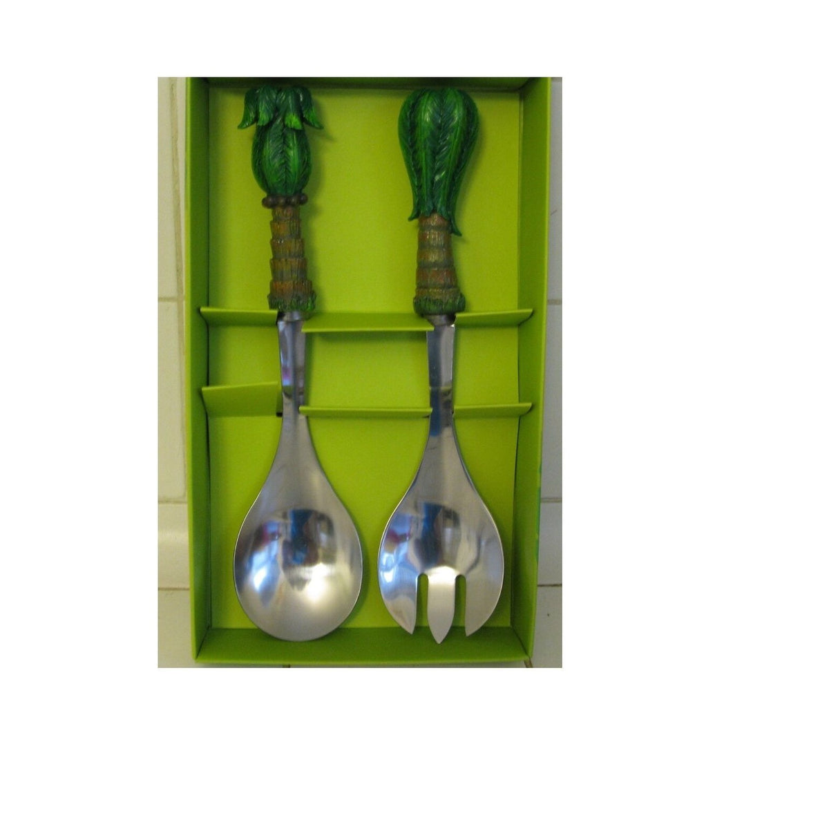 Kitchen Salad Server Palm Tree Serving Pasta  Set 2 piece Supreme 18/8 stainless steel