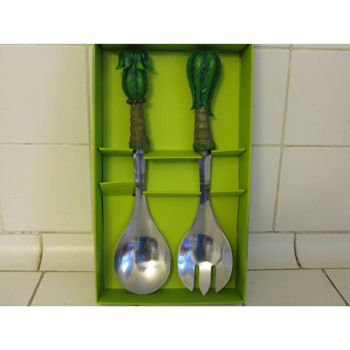 Kitchen Salad Server Palm Tree Serving Pasta  Set 2 piece Supreme 18/8 stainless steel