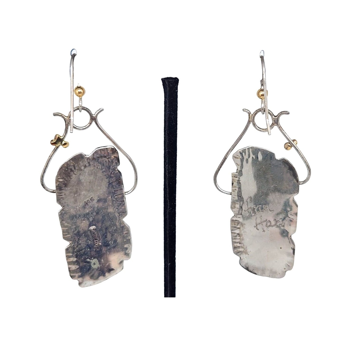 Earrings Birdseye Jasper Earrings Gold Accents 20 Gr 925 Silver 14K Gold Silver Hooks