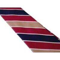 Tie Men's 100 % Polyester Beau Brummell Neck Tie Red Brown Black Stripe Narrow