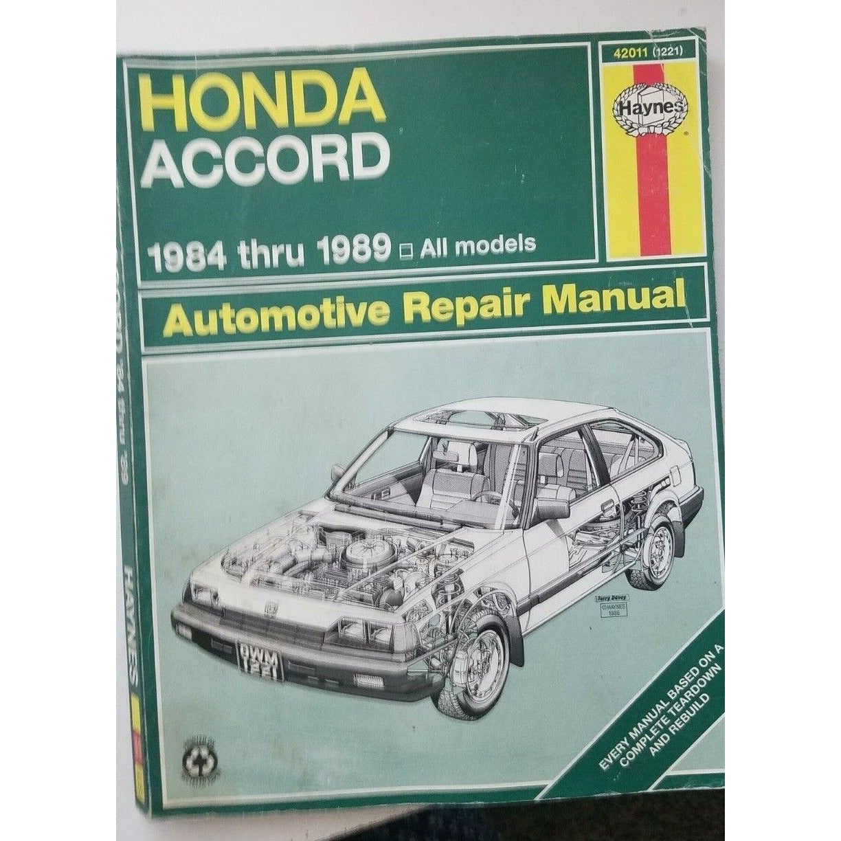 Book 1984 - 1989 Haynes Honda Accord  All Models Automotive Repair Manual