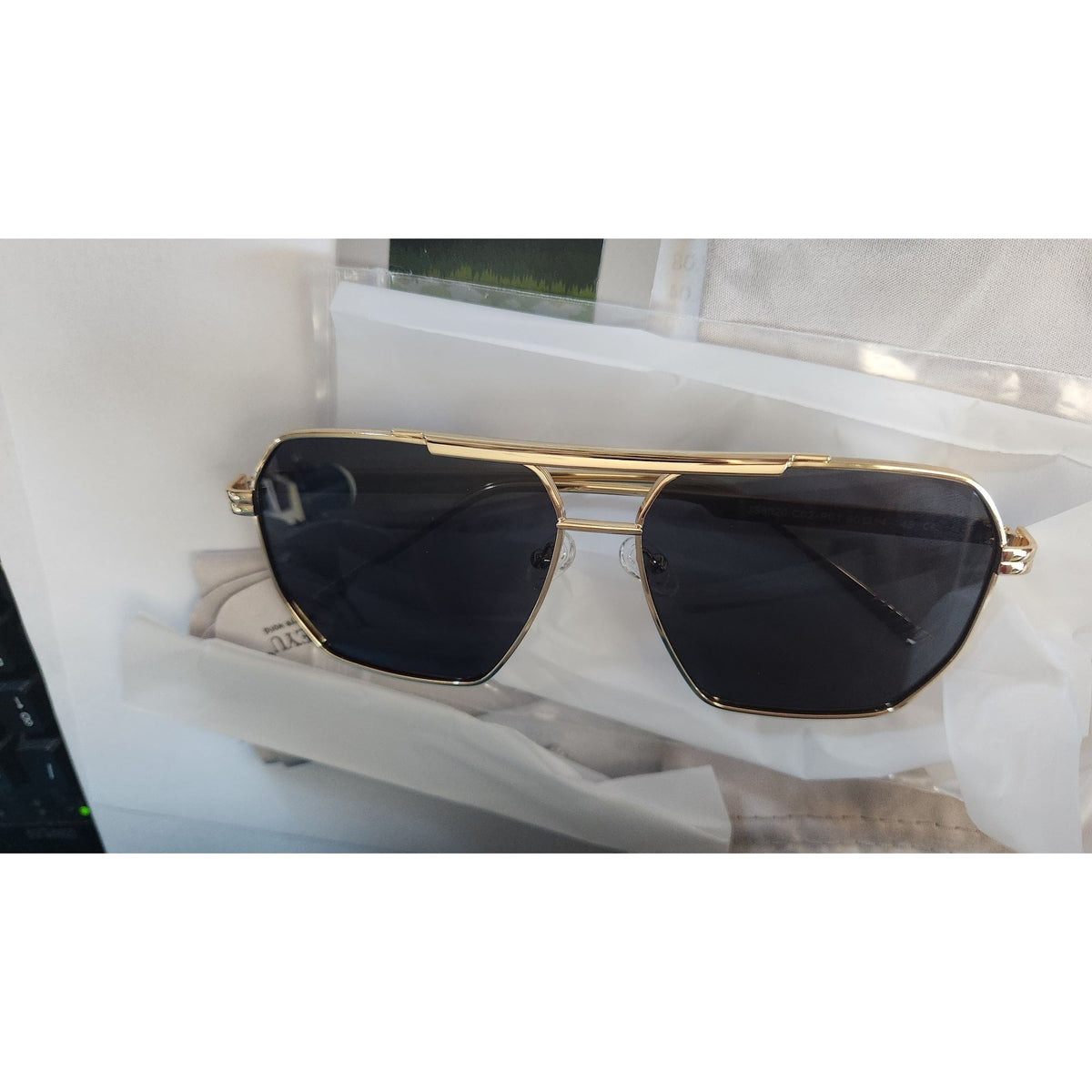 Sunglasses 2 Pair Jacieyu Polarized Women's Men Retro Oversized Square Vintage Fashion Cleaning cloth Fabric Case Shades Classic Large Metal