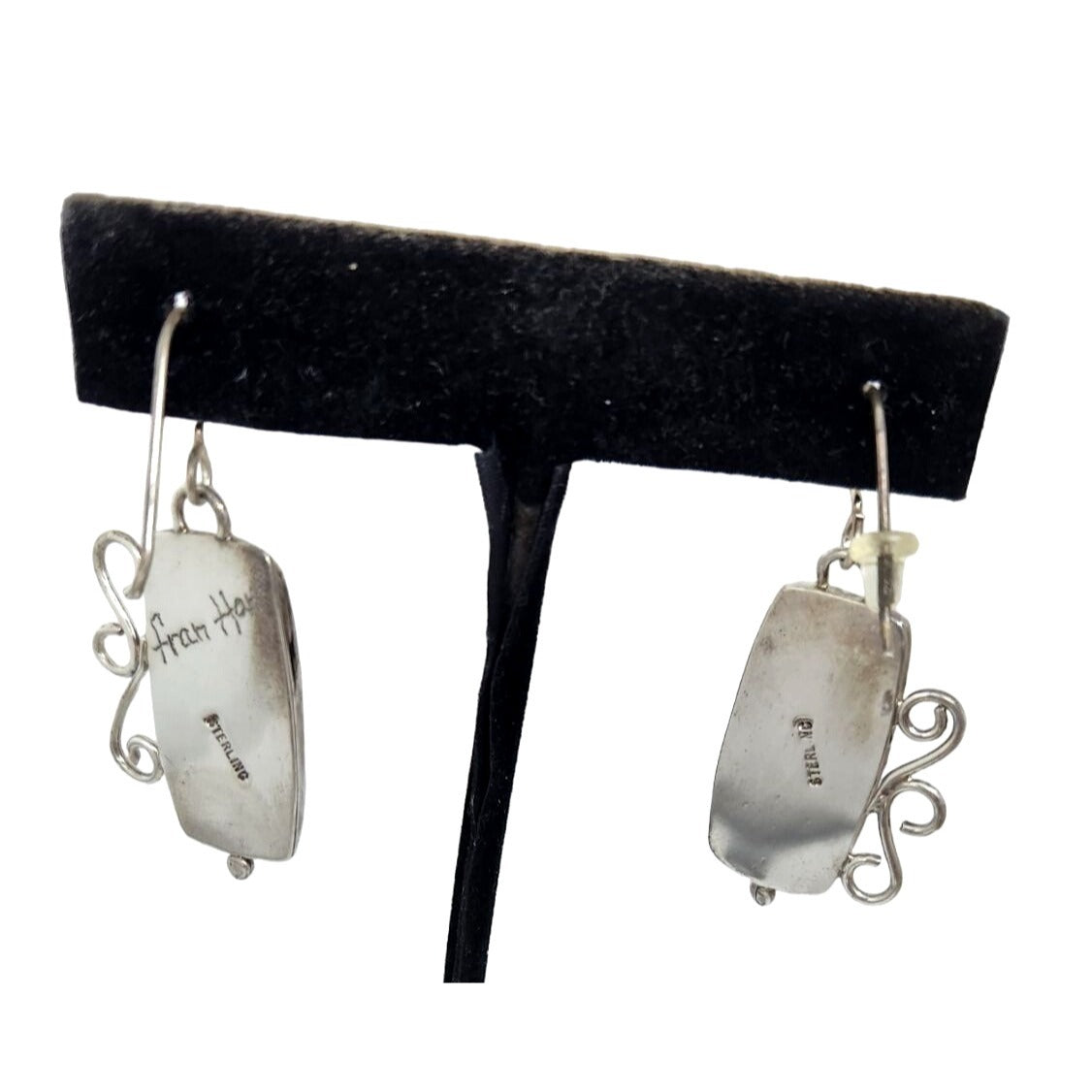 Earrings Imperial Agate  8.8 Gr 925 Silver 35mm x 20mm Silver Hooks Jerry & Fran Harr