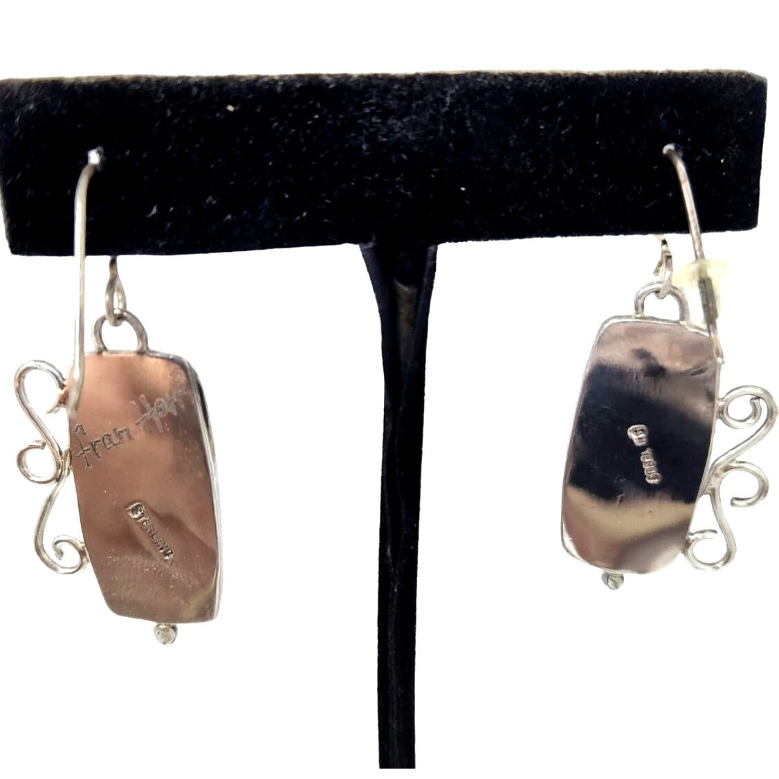 Earrings Imperial Agate  8.8 Gr 925 Silver 35mm x 20mm Silver Hooks Jerry & Fran Harr