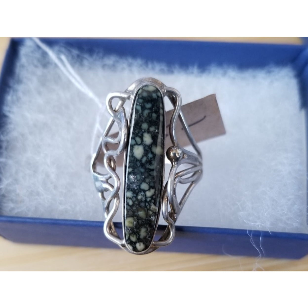 Ring  Variscite  Open Band  32 ct  6.4 Gr Size  10  30 mm x 8 mm  Harr  925 Silver