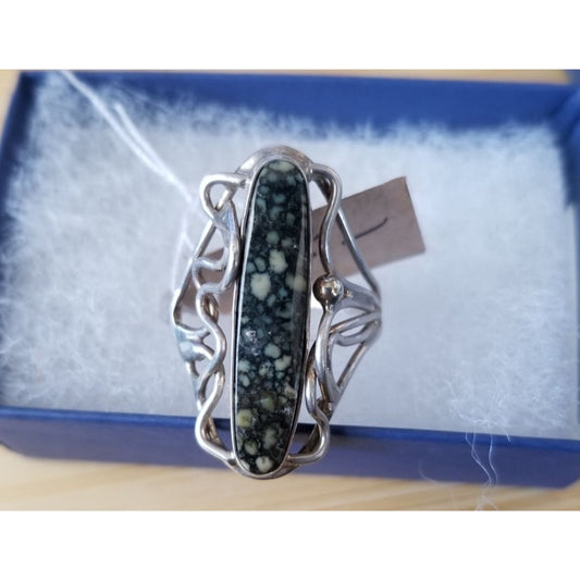 Ring  Variscite  Open Band  32 ct  6.4 Gr Size  10  30 mm x 8 mm  Harr  925 Silver