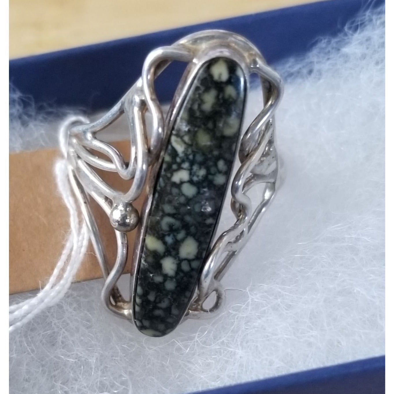 Ring  Variscite  Open Band  32 ct  6.4 Gr Size  10  30 mm x 8 mm  Harr  925 Silver