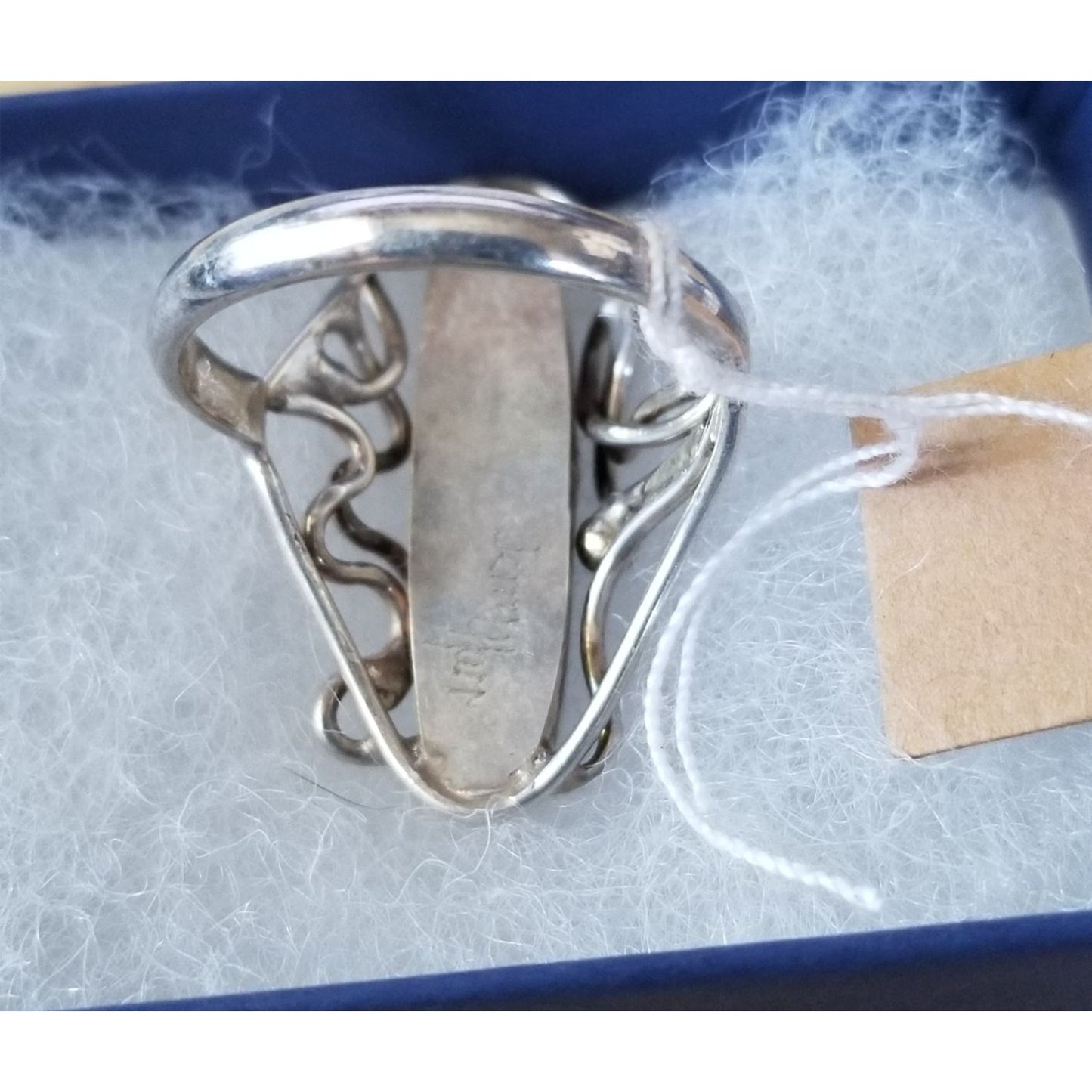 Ring  Variscite  Open Band  32 ct  6.4 Gr Size  10  30 mm x 8 mm  Harr  925 Silver