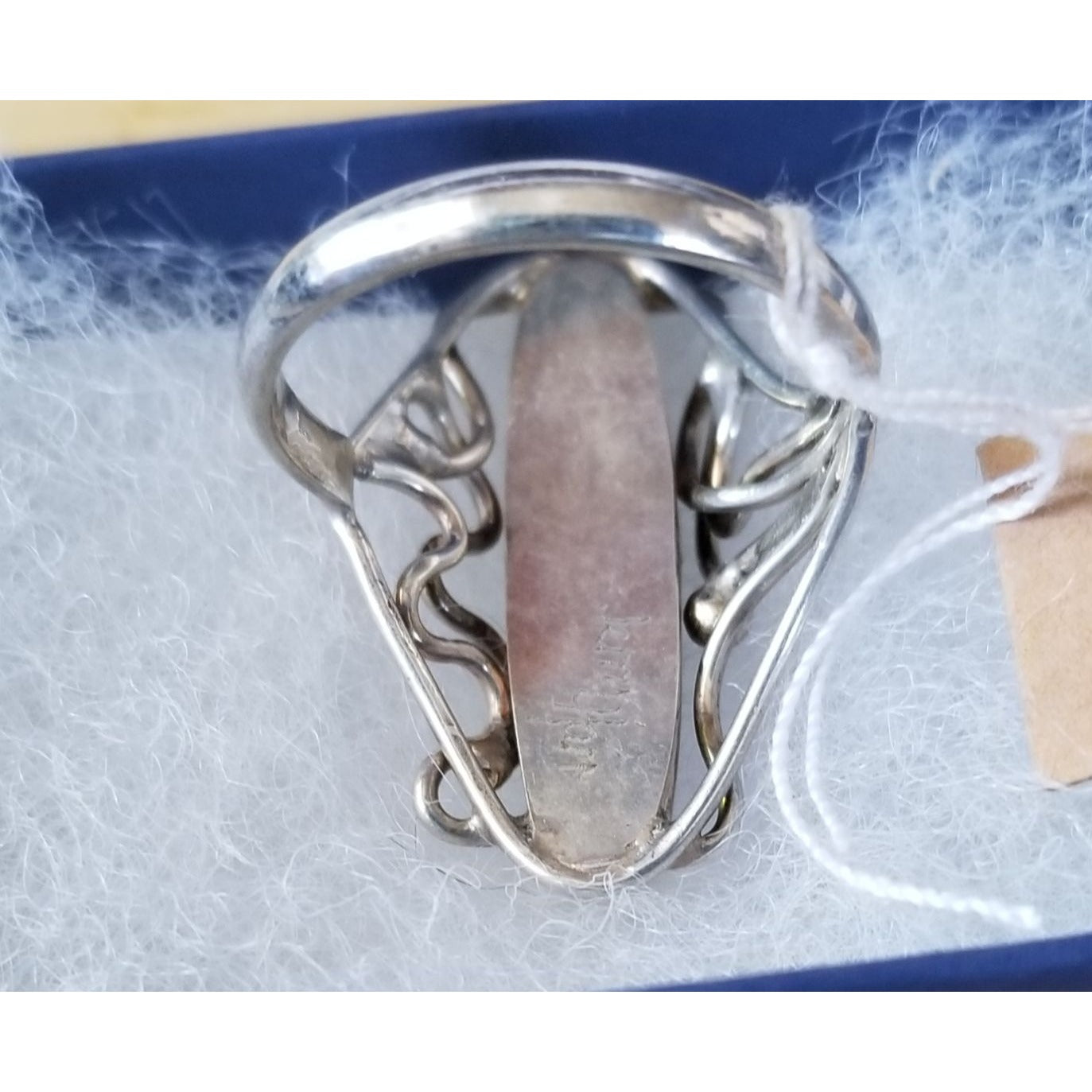 Ring  Variscite  Open Band  32 ct  6.4 Gr Size  10  30 mm x 8 mm  Harr  925 Silver
