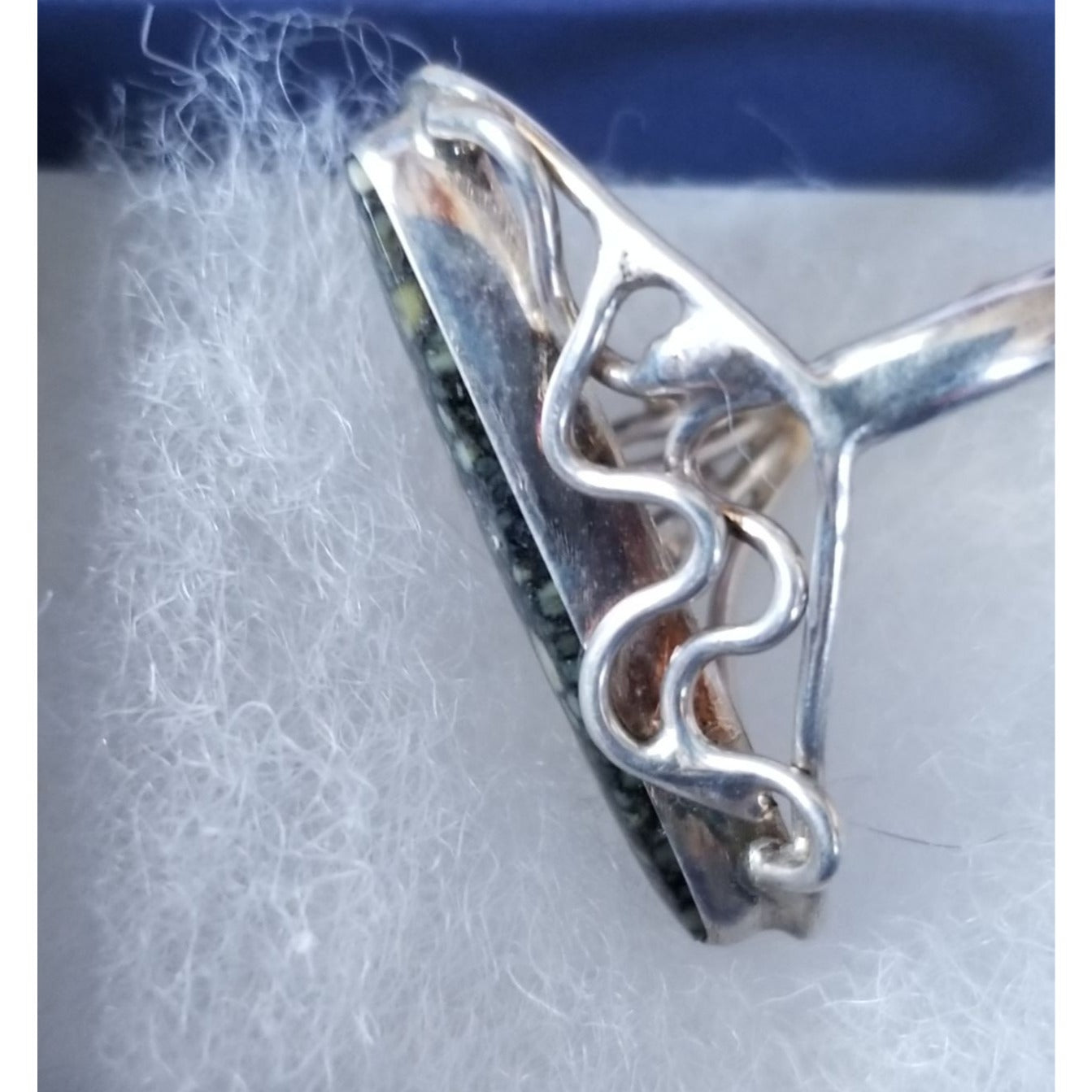 Ring  Variscite  Open Band  32 ct  6.4 Gr Size  10  30 mm x 8 mm  Harr  925 Silver