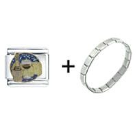 Bracelet Pugster  Italian Charm Chianti  Glass of Wine & Cheese