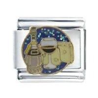 Bracelet Pugster  Italian Charm Chianti  Glass of Wine & Cheese