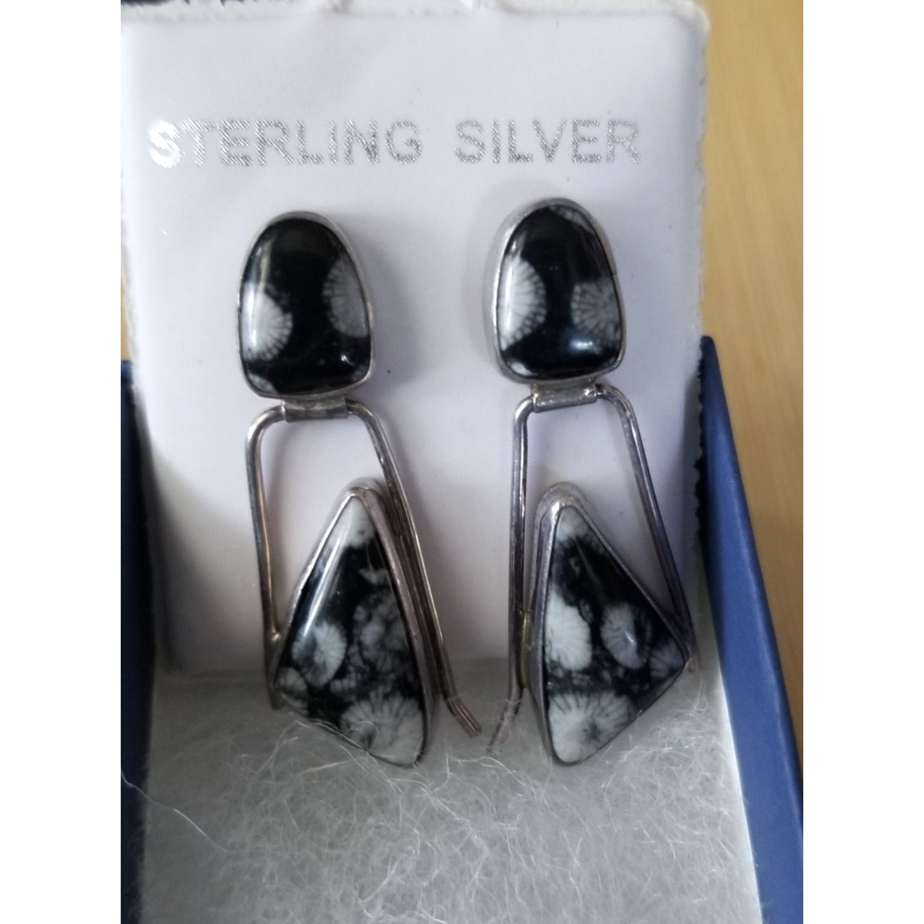 Earrings suville Snowflake Obsidian  7.4  Gr 37 ct Silver 925  40 mm  x 15  mm  Stone 1 0 mm x 5 mm