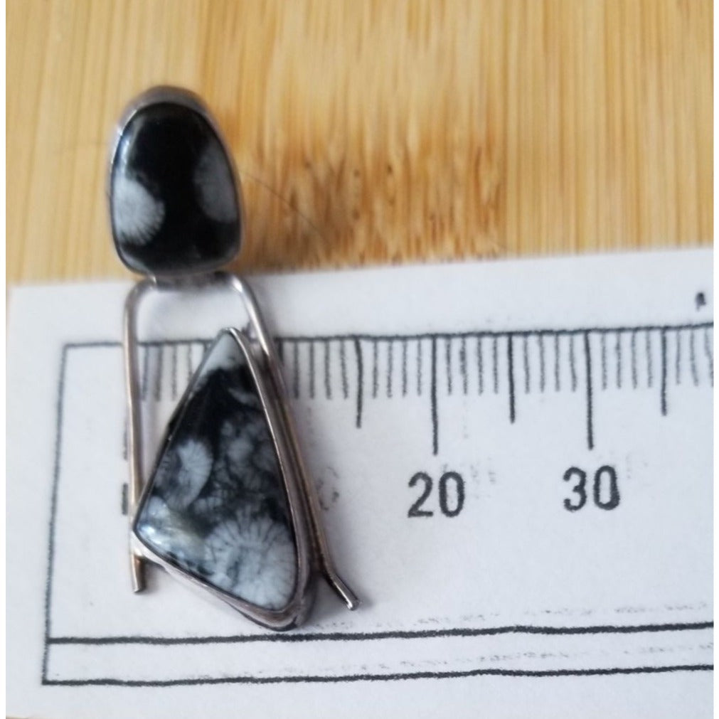 Earrings suville Snowflake Obsidian  7.4  Gr 37 ct Silver 925  40 mm  x 15  mm  Stone 1 0 mm x 5 mm