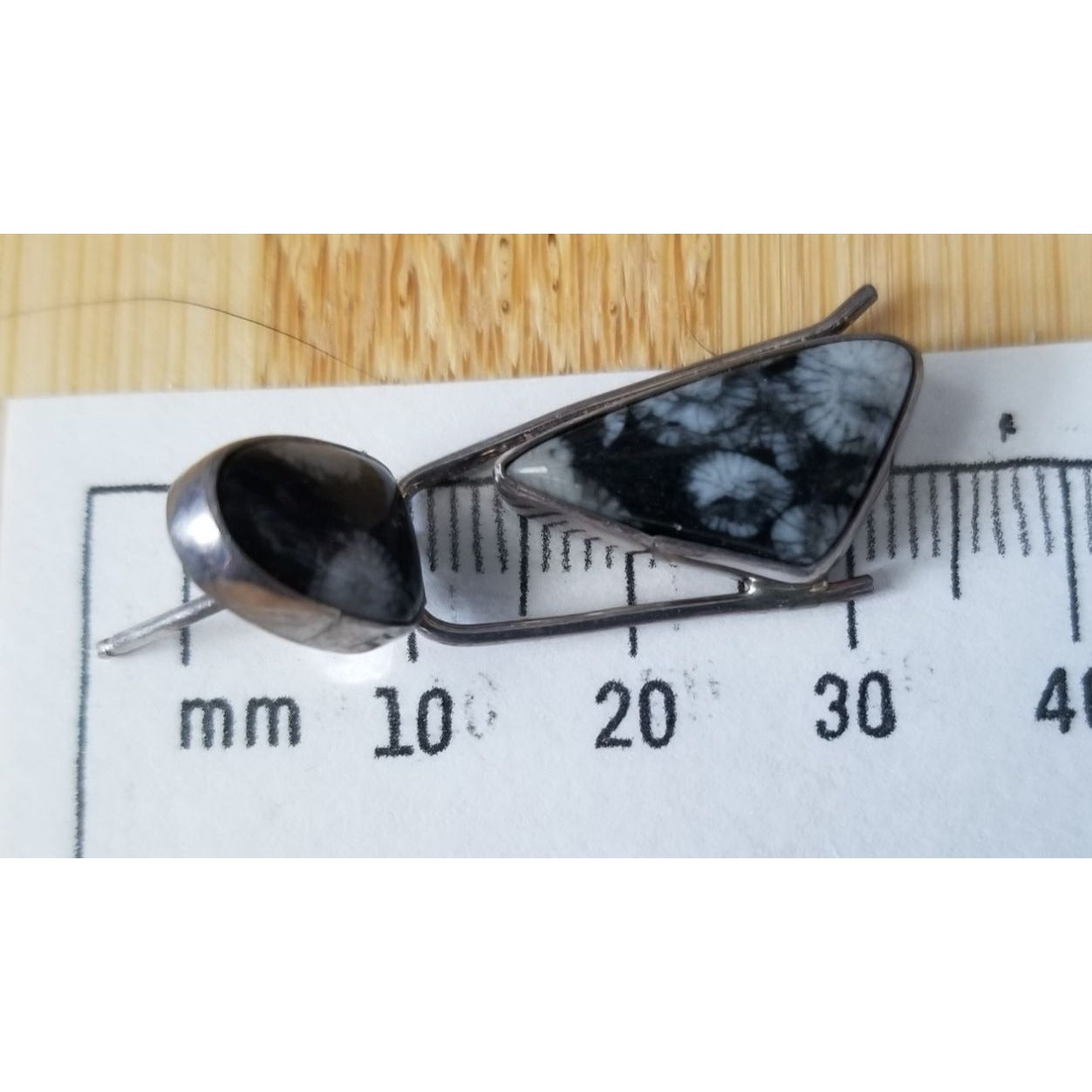 Earrings suville Snowflake Obsidian  7.4  Gr 37 ct Silver 925  40 mm  x 15  mm  Stone 1 0 mm x 5 mm