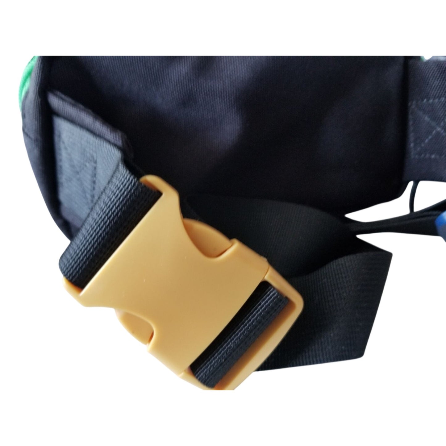 Purse Bag Red  Front Zip Poxket Green Top Zipper  8" x 4" Nylon Pack Strap 30" waist strap