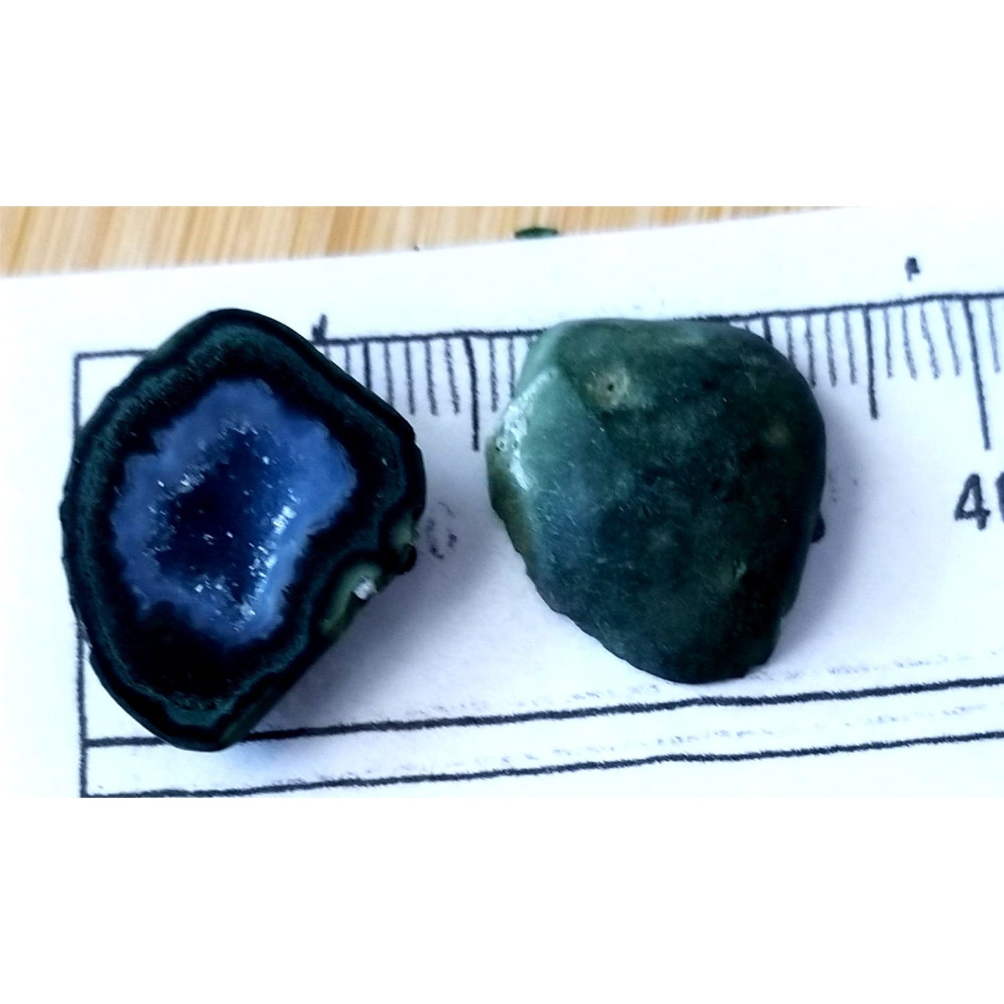 Gemstone Loose Pair Black Titanium Crystal Druzy  Matched Pair 22.5 ct  4.6  gr 15 mm x 20 mm x 5 mm