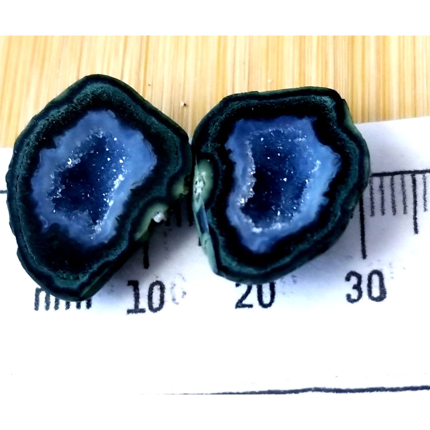 Gemstone Loose Pair Black Titanium Crystal Druzy  Matched Pair 22.5 ct  4.6  gr 15 mm x 20 mm x 5 mm
