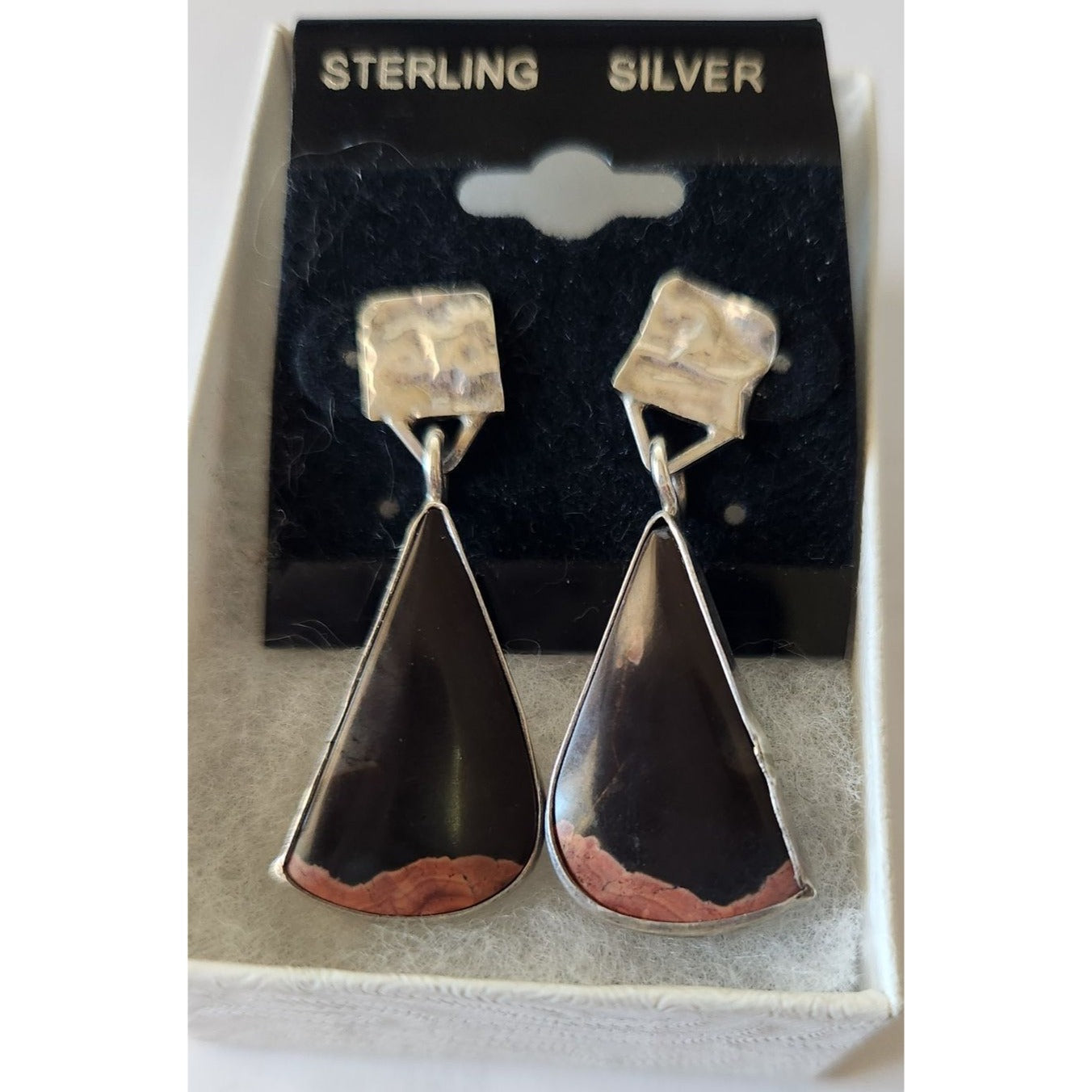 Earrings Palmwood Post Silver Drop 8.1 gr Jerry & Fran Harr Handmade