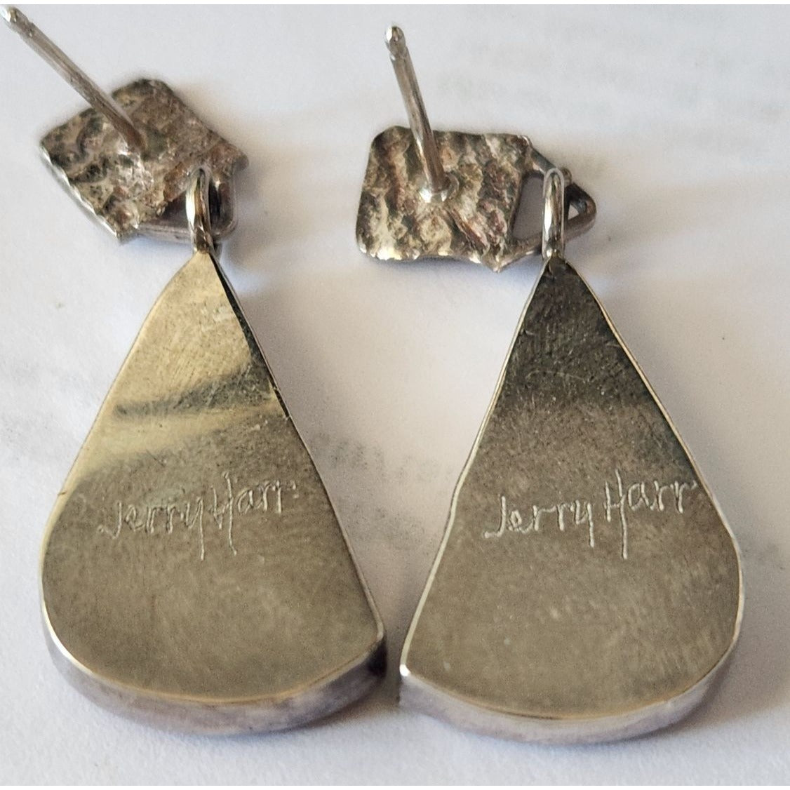 Earrings Palmwood Post Silver Drop 8.1 gr Jerry & Fran Harr Handmade