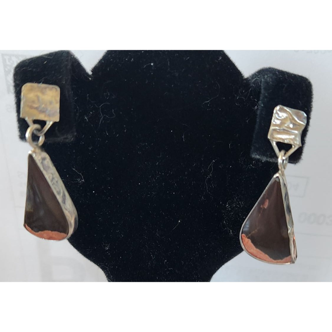Earrings Palmwood Post Silver Drop 8.1 gr Jerry & Fran Harr Handmade