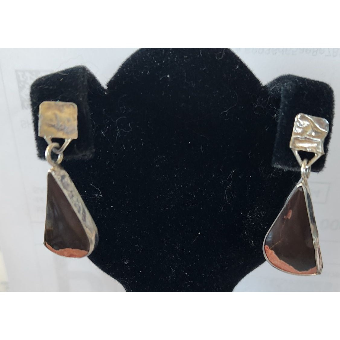Earrings Palmwood Post Silver Drop 8.1 gr Jerry & Fran Harr Handmade