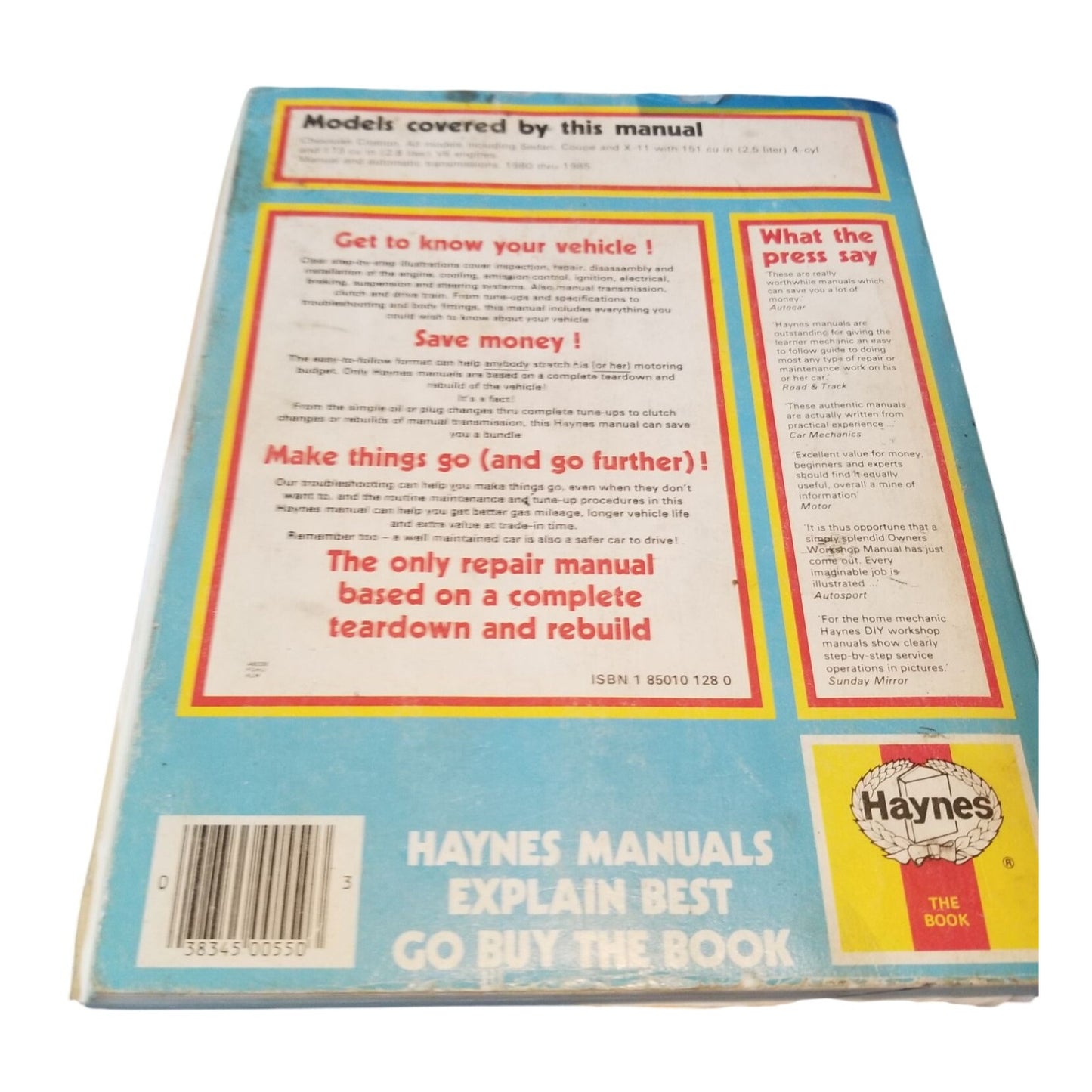 Book Chevorolet Citation 1980 - 9885 Haynes Owners Workshop Manual