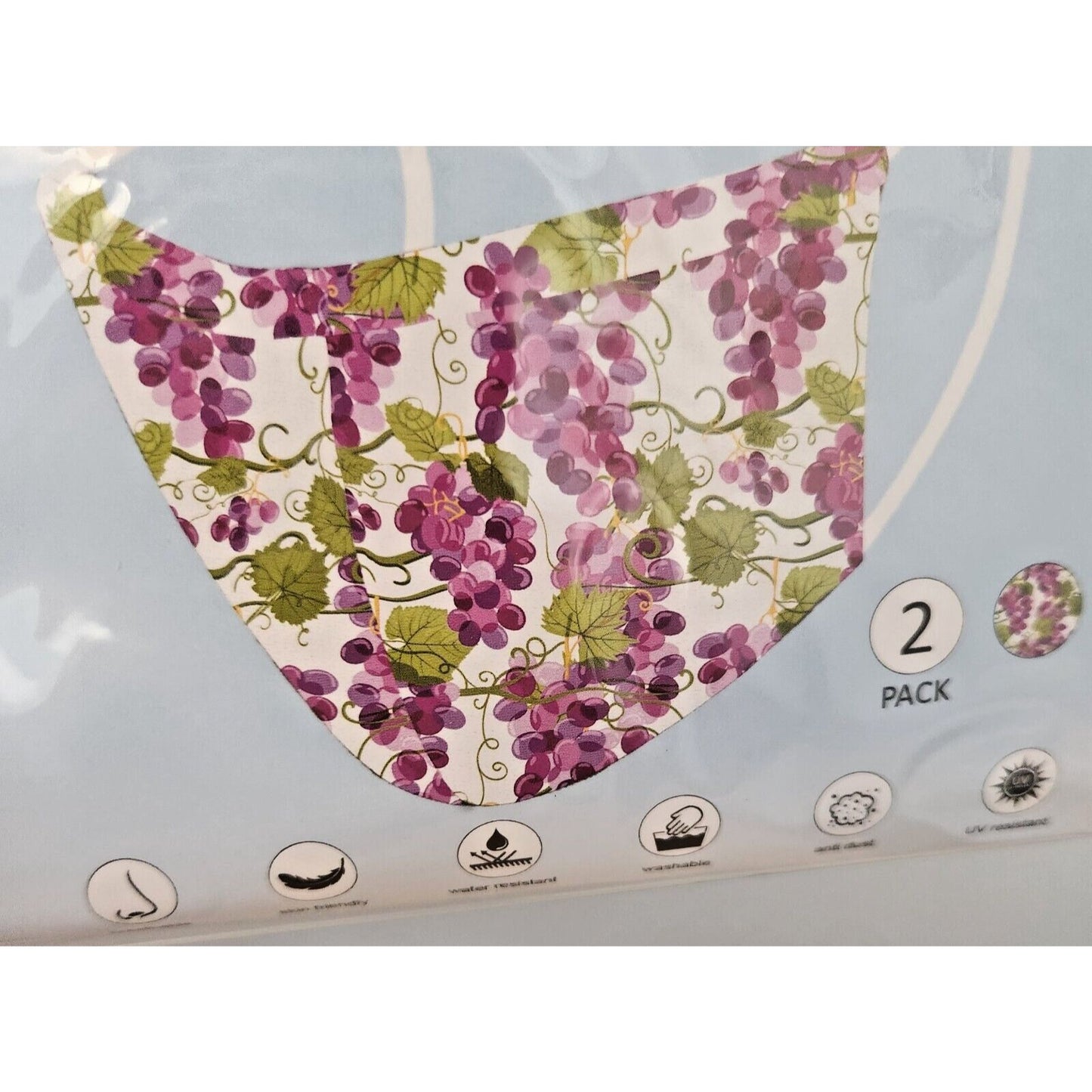 Mask Grapes Design Adult 2 pack 2 layers 100 % Polyester Washable Primeware